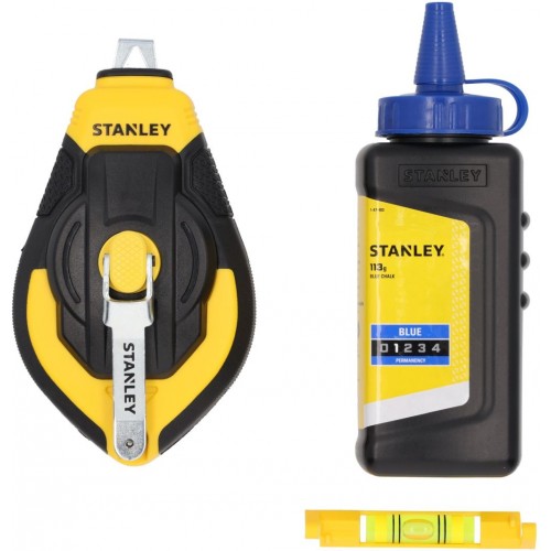Stanley STHT47312-0 Schlagschnur 3:1, 30m mit Kreide und Schnurwasserwaage