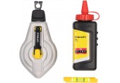 Stanley STHT47612-0 Schlagschnur Aluminium 6:1, 30m mit roter Kreide und Schnurwasserwaage