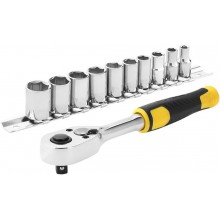 Stanley STMT82666-0 Steckschlüsselsatz mit Ratsche 1/4", 72 Zähne, 11-teilig