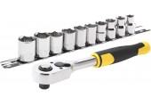 Stanley STMT82670-0 Steckschlüsselsatz mit Ratsche 3/8", 72 Zähne, 11-teilig