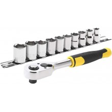 Stanley STMT82670-0 Steckschlüsselsatz mit Ratsche 3/8", 72 Zähne, 11-teilig