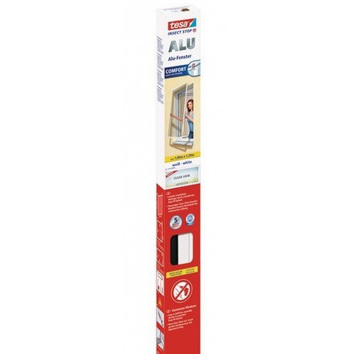 TESA Insect Stop Fliegengitter ALU Comfort FENSTER weiß, Netz-anthrazit 1,4m x 1,5 55196