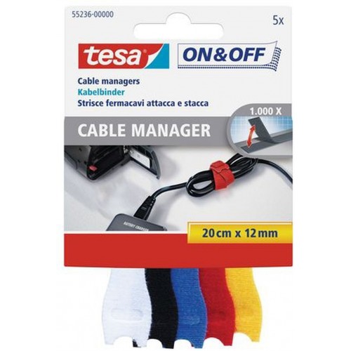 TESA On & Off Cable Manager- klein, 12 mm x 200 mm 55236 TESA On & Off Cable Manager- klein, 12 mm x 200 mm 55236