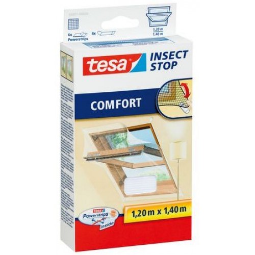 TESA insect Stop Fliegengitter COMFORT für Dachfenster, weiß 1,2m x 1,4m 55881-00020
