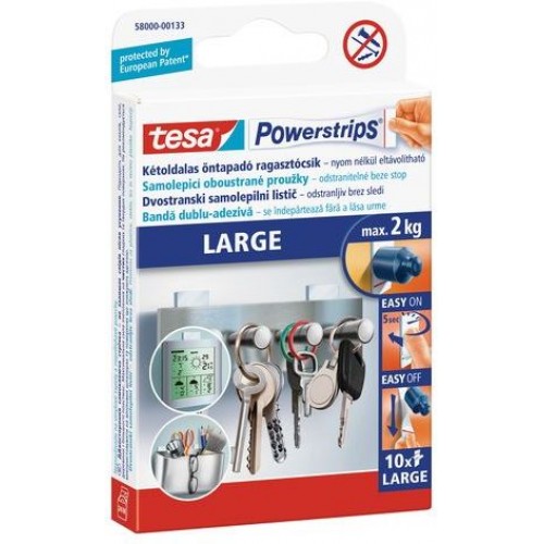 TESA Powerstrips Large, große doppelseitige Befestigungsstreifen, weiß, Tragkraft 2 kg 58000-00132-20 TESA Powerstrips Large, große doppelseitige Befestigungsstreifen, weiß, Tragkraft 2 kg 58000-00132-20