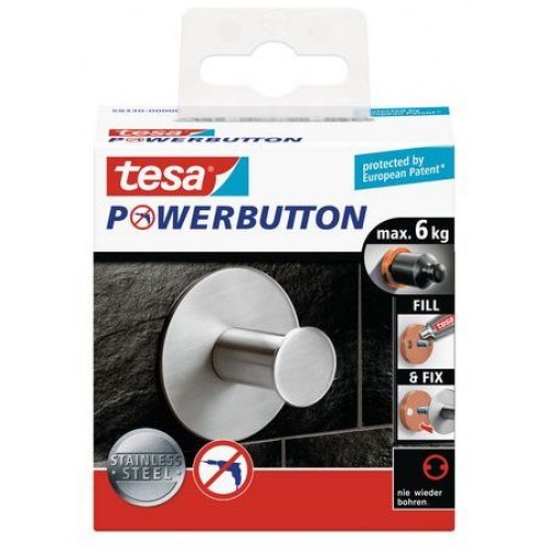 TESA Powerbutton Haken Classic Edelstahl matt 59330