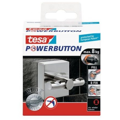 TESA Powerbutton Deluxe Haken Eckig matt 59344