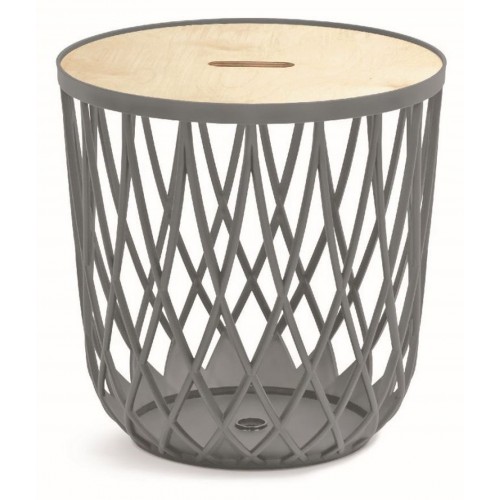 UNIQUBO Korb, Kunststoff multifunktional Beistelltisch 48cm, 55l, Steingrau IKUB55T