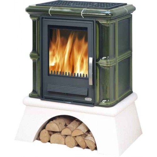 ABX BAVARIA K, Kachelofen mit kombi Einsatz, Sockel rustikal, ahorn 4634-7KSA