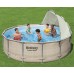 BESTWAY Power Steel Frame Pool 396 x 107 cm, Komplett-Set mit Filterpumpe, Rattan 5614V