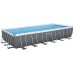 BESTWAY Power Steel Frame Pool 732 x 366 x 132 cm, Komplett-Set mit Sandfilteranlage 56475