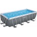 BESTWAY Power Steel Frame Pool 488 x 244 x 122 cm, Komplett-Set mit Filterpumpe 56670