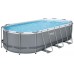 BESTWAY Power Steel Frame Pool 549 x 274 x 122 cm, Komplett-Set mit Filterpumpe 56710