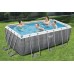 BESTWAY Power Steel Frame Pool-Set 412 x 201 x 122 cm, mit Filterpumpe, Rattan-Optik 56722