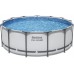 BESTWAY Steel Pro Max Frame Pool 396 x 122 cm, Komplett-Set mit Filterpumpe 5618W
