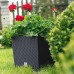 Ausverkauf Blumentopf in Rattan-Optik quadratisch inkl. Einsatz ca 9,8l anthrazit DRTS225L