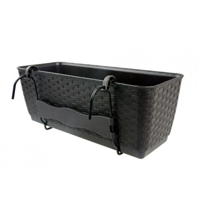 Vaso Prosperplast Ratolla PW In Plastica Riciclata - Antracite, 38.6x15.4x14.2 Cm